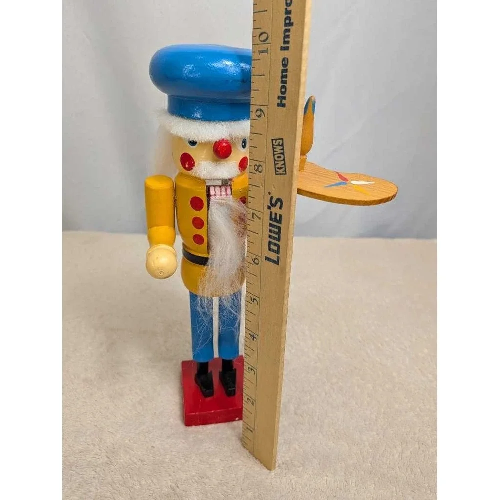 Wooden Nutcracker Soldier Blue Chef Hat Yellow‎ Jacket Christmas Decor